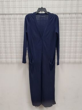 Zara Navy Long-Sleeve Maxi Cardigan Dress